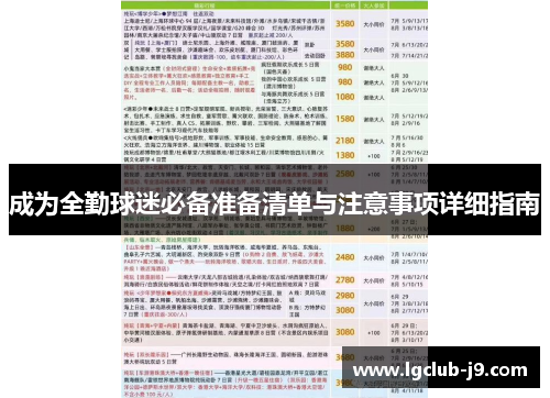 成为全勤球迷必备准备清单与注意事项详细指南